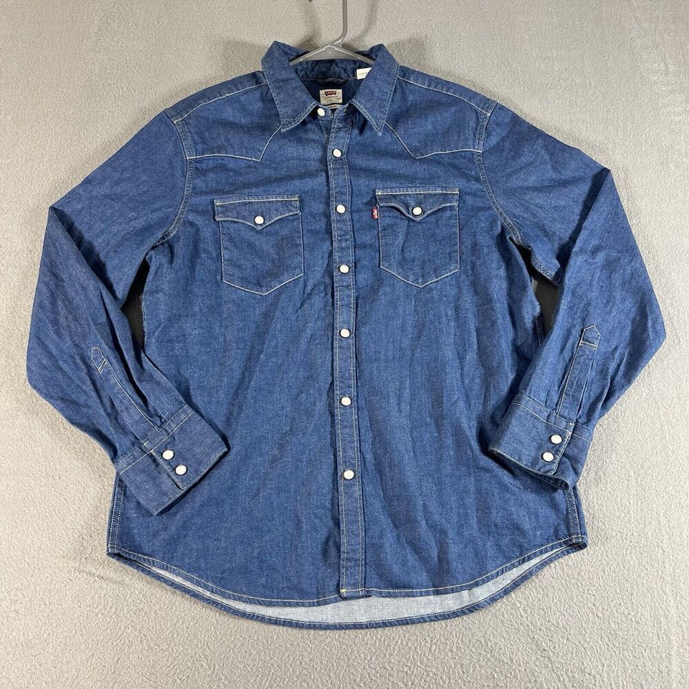 Levi's Blue Button Down Denim Shirt - image 1